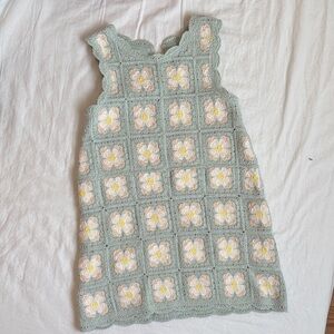 Haute Hippie Kids Crochet Dress - Green and Cream